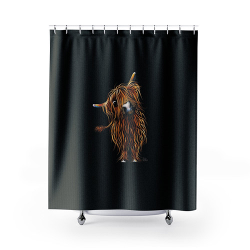Highland cow print shower curtain