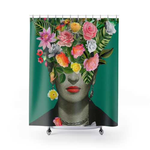 Frida Floral Green Shower Curtains