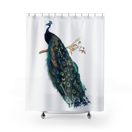 Vintage Peacock Shower Curtains for Boho Bathroom Decor