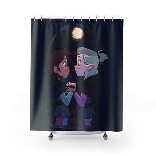 Luminous Shower Curtains featuring characters from The Owl House TV show