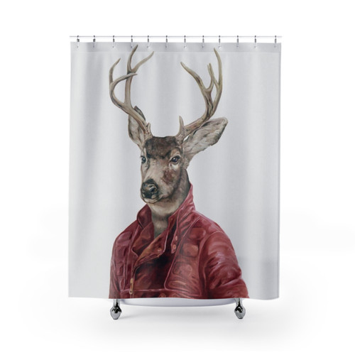 Deer in Leather Shower Curtains - Woodland Creature Design