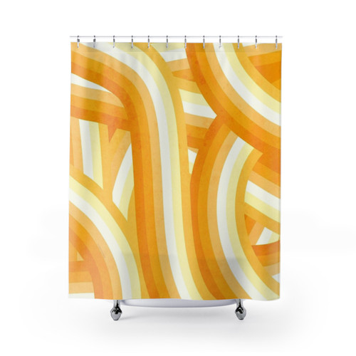 70's Style Rainbow Stripes Shower Curtain