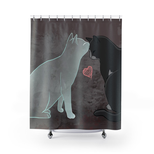 Whimsical kitten-themed shower curtain