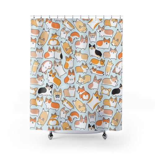 Corgilicious Corgi Doodle Shower Curtain