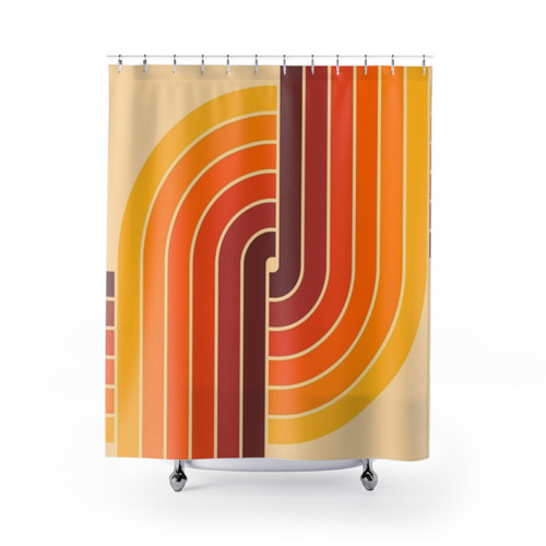 Retro Geometric Pattern Shower Curtains
