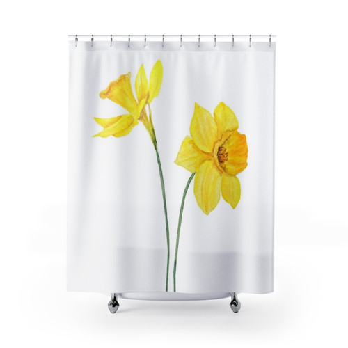 Daffodil Watercolor Painting Shower Curtain