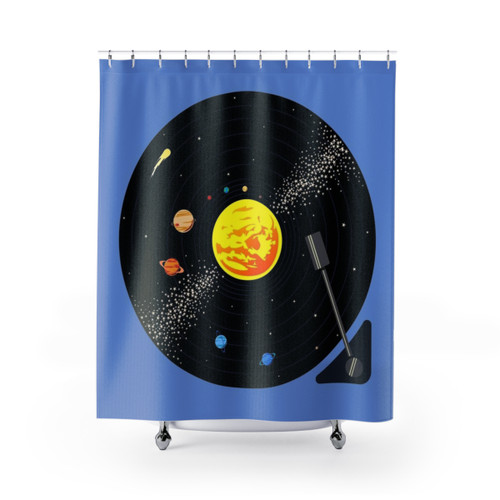 Solar System Vinyl Record Shower Curtain