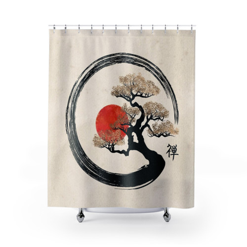 Enso Circle and Bonsai Tree Shower Curtains