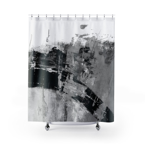Abstract modern black and white shower curtains