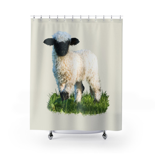 Valais Blacknose Sheep in a Meadow Shower Curtain