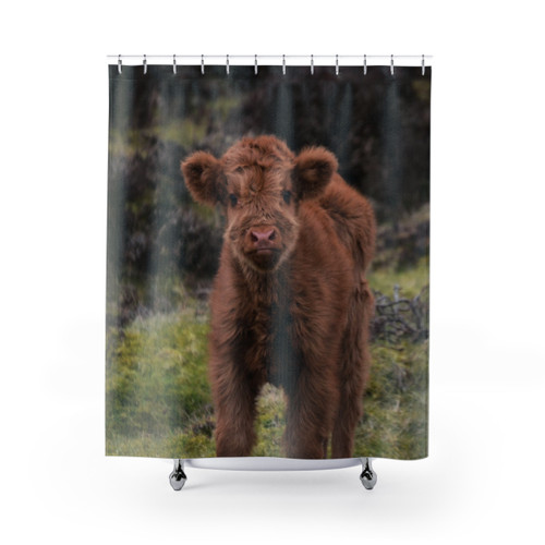 Highland Cow Calf Shower Curtain