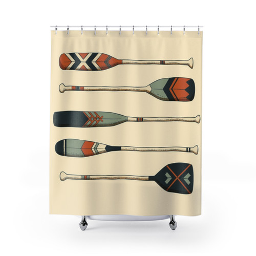 Vintage Oars Shower Curtain - Nautical Bathroom Decor