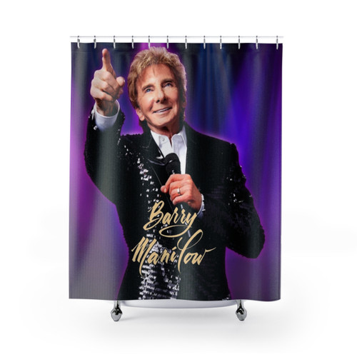Barry Manilow themed shower curtain for music fans