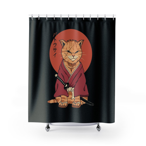 Neko Battousai Anime Samurai Cat Shower Curtain