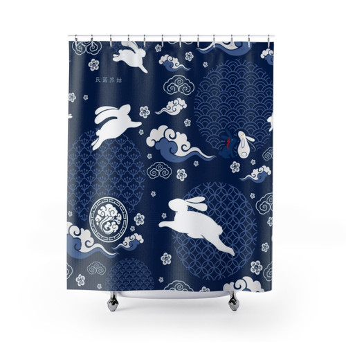 Anime Inspired WangXian Qixi Festival Mask Shower Curtain