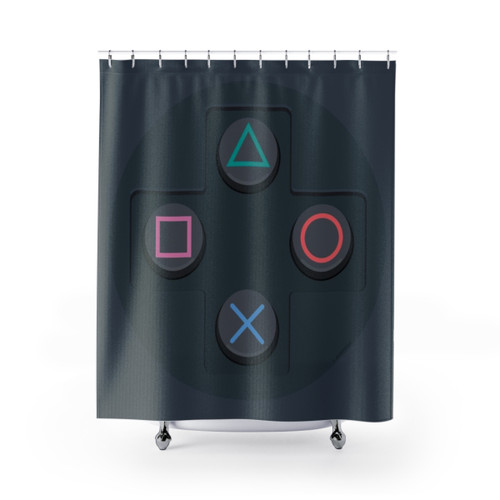 Gamer Controller Buttons Shower Curtain