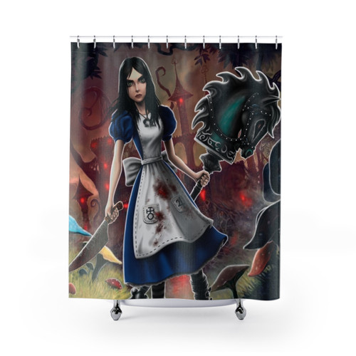 Alice in Wonderland-themed shower curtains