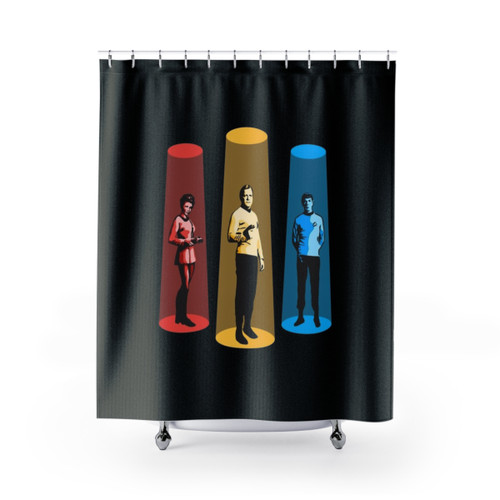 Star Trek Shower Curtains featuring iconic 'Beam Me Up, Scotty' design