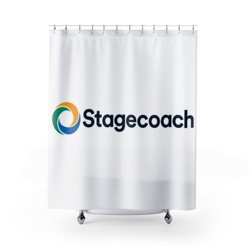 Stagecoach-themed shower curtain for rustic bathrooms
