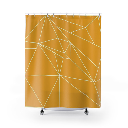 Yellow and White Geometric Pattern Shower Curtain