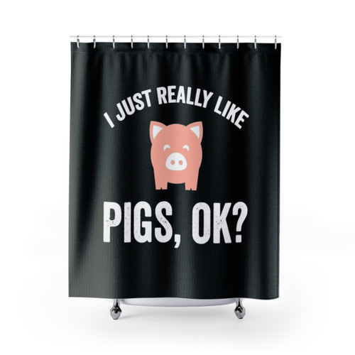Pigs Lover Shower Curtain with Funny Pig Design