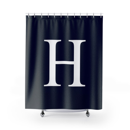 Navy Blue Monogram Shower Curtains