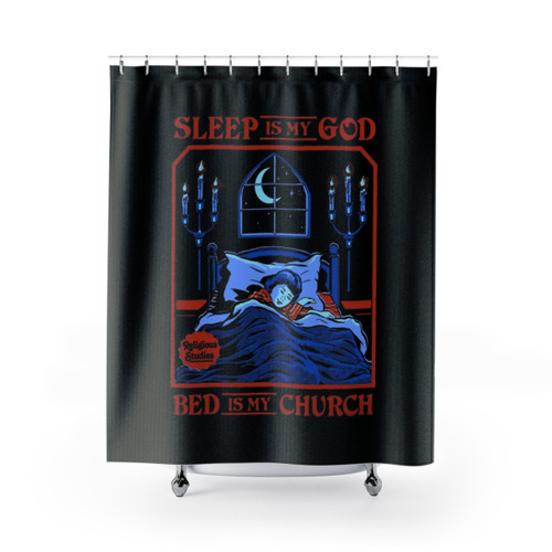 Retro 70s 80s Funny Sleeping Themed Shower Curtains