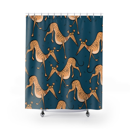 Brindle Cartoon Dog Shower Curtains