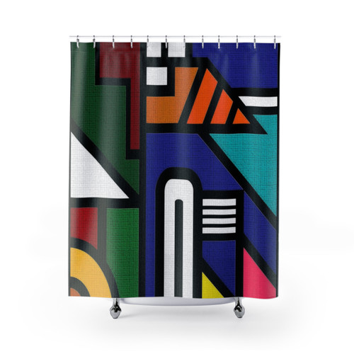 NDEBELE POP Shower Curtains featuring bold African tribal art