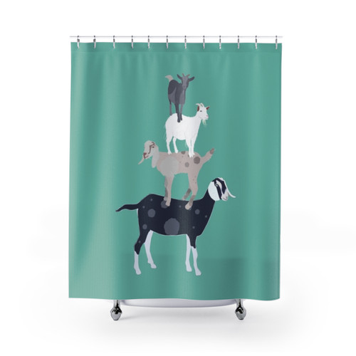 Goat Stack Shower Curtains for Farmhouse Bathroom Decor
