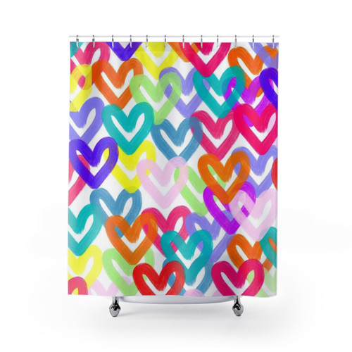 Colorful Heart Abstract Shower Curtains