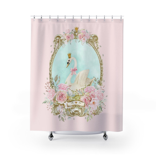 Romantic Shabby White Swan Shower Curtains