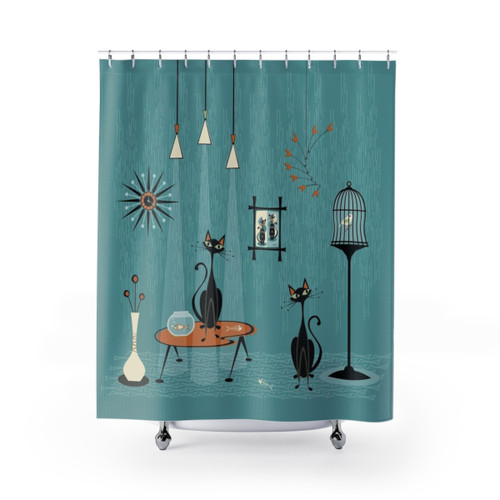 Mid Century Retro Cat Shower Curtains