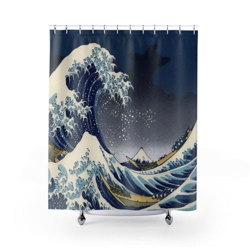 Great Wave Kanagawa Night Shower Curtain