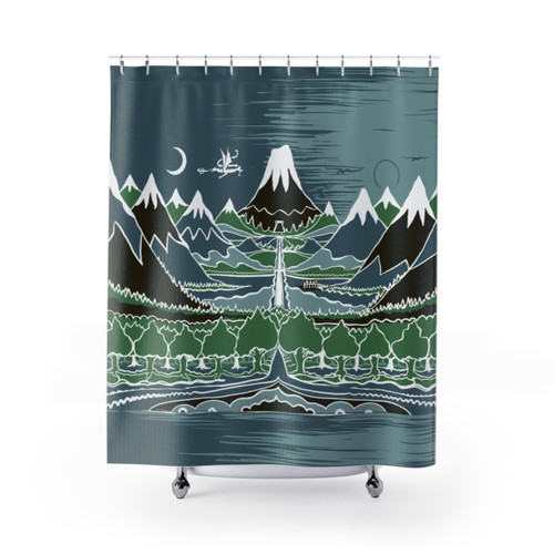 Tolkien-inspired Midnight Forest shower curtain
