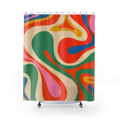 Colorful retro abstract pattern shower curtain