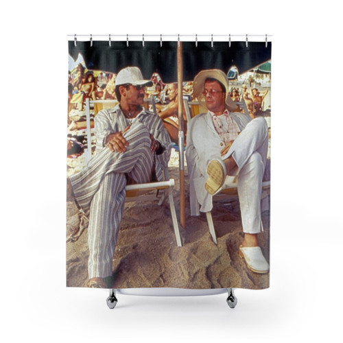 The Birdcage Beach Vibes Shower Curtains