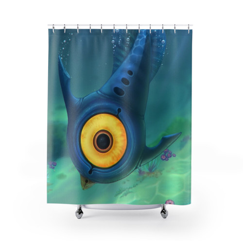 Peeper Aquatic-Themed Shower Curtains featuring fish, ocean, and Subnautica game elements