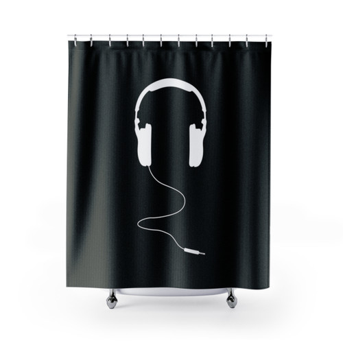 Headphone-themed shower curtains