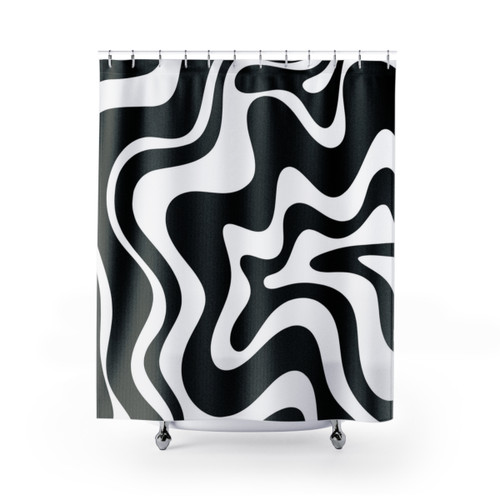 Abstract Retro Shower Curtains with Liquid Swirl Pattern