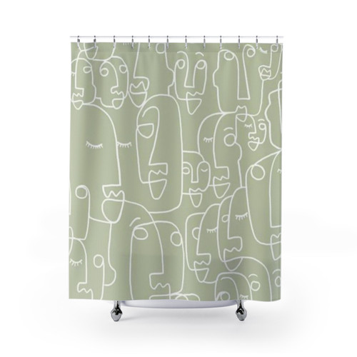 Sage Green Minimalist Shower Curtain