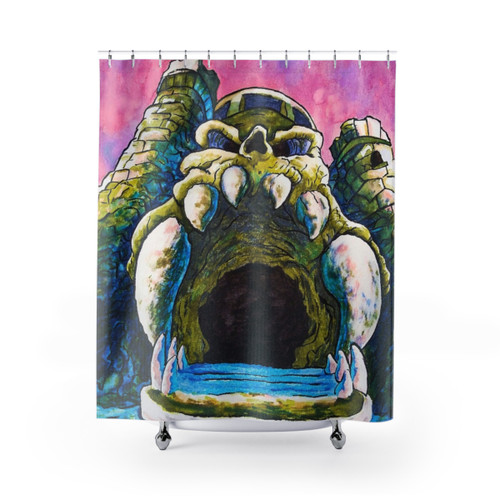Castle Grayskull Watercolor Painting Shower Curtain