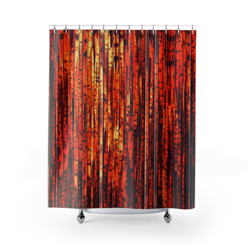 Abstract Orange Stripes Shower Curtain