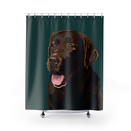 Chocolate Labrador Dog Portrait Shower Curtain