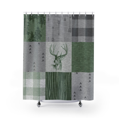 Rustic Deer Patchwork Shower Curtains