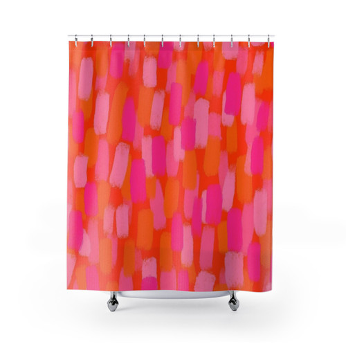 Abstract, Colorful Paint Brush Effect Shower Curtains