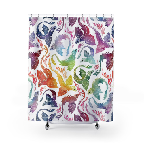 Dragon Fire Rainbow Shower Curtain