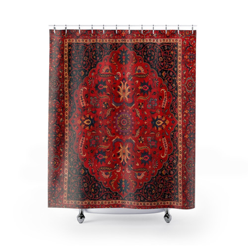 Stunning red Persian rug shower curtains