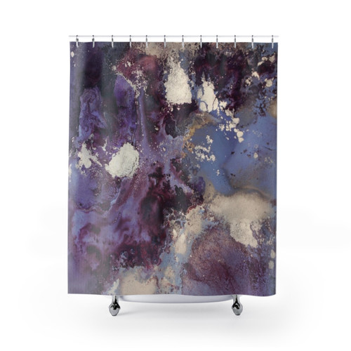 Abstract Fluid Art Eggplant Shower Curtain