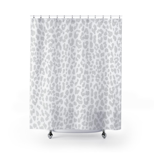 Pale Gray Leopard Print Shower Curtains